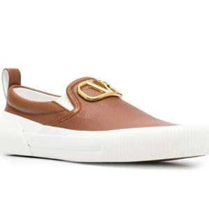 VALENTINO GARAVANI Vlogo Plaque Slip-on Sneakers In Brown - $850 - EU 42 / US 9